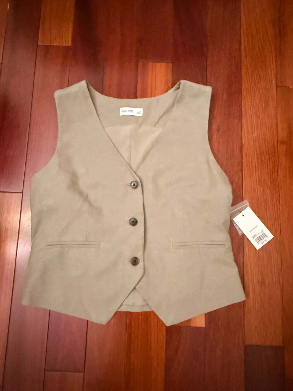 NWT Nine West Women's Sand Khaki Lyocell Blend Tailored Waistcoat Vest